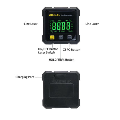 4-Side Magnetic Digital Inclinometer With Laser
