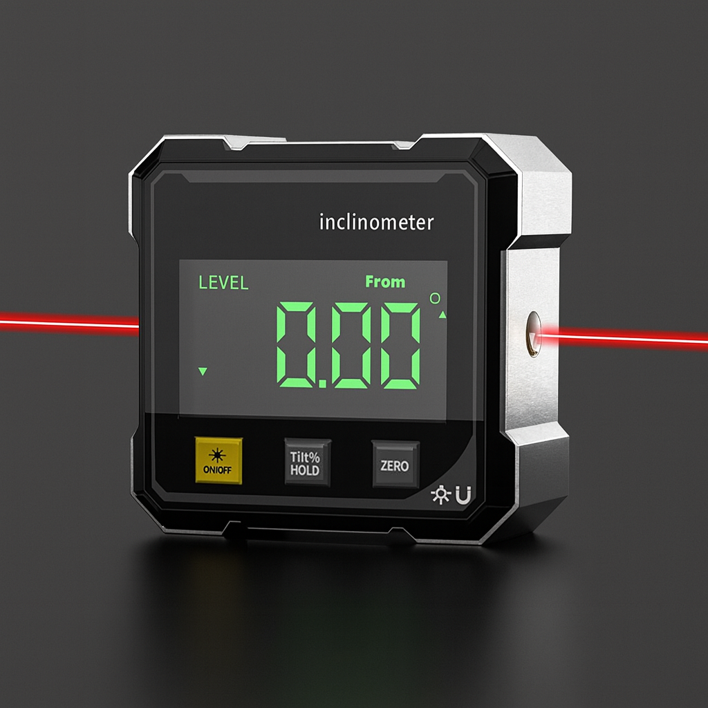 4-Side Magnetic Digital Inclinometer With Laser