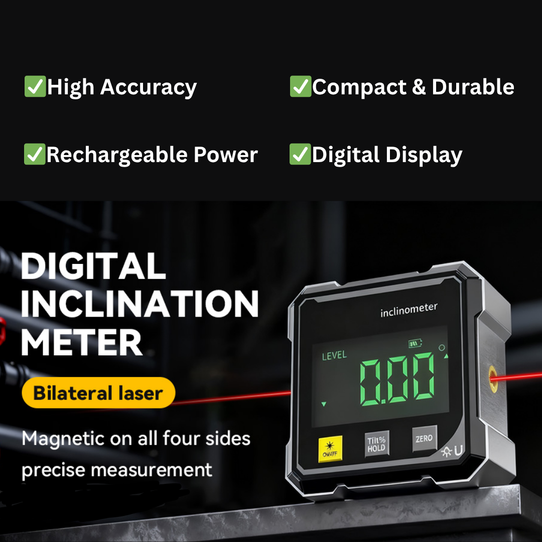 4-Side Magnetic Digital Inclinometer With Laser