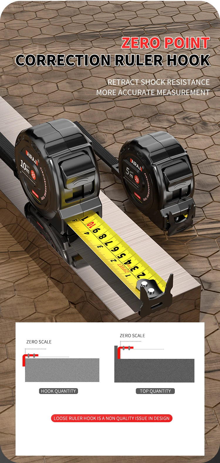3m Easy-Read Retractable Tape Measure with Lock, Ft/Metric